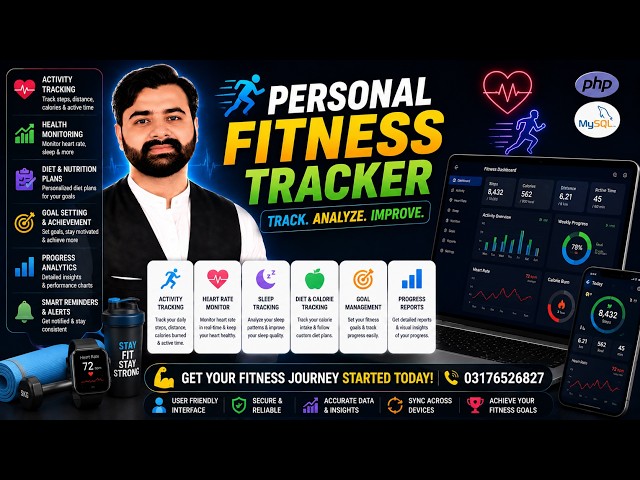 Personal Fitness Tracker Using PHP MySQL | CS619 Final Year Project | Virtual University