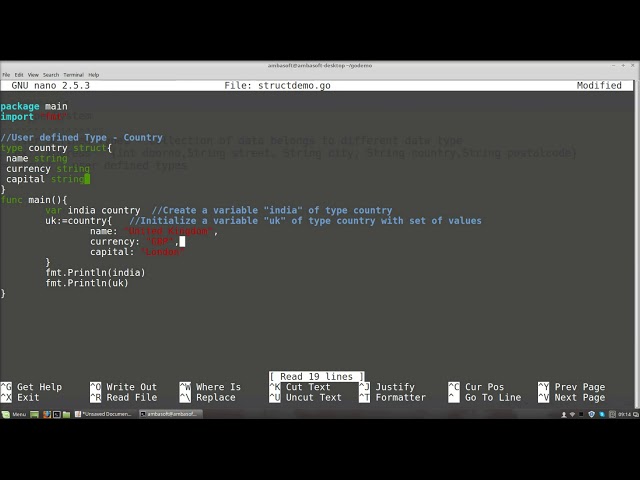 Go (golang) Tutorials - User Types (Part I - Struct)