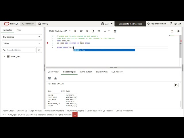 Alter Table Command - Add column in SQL