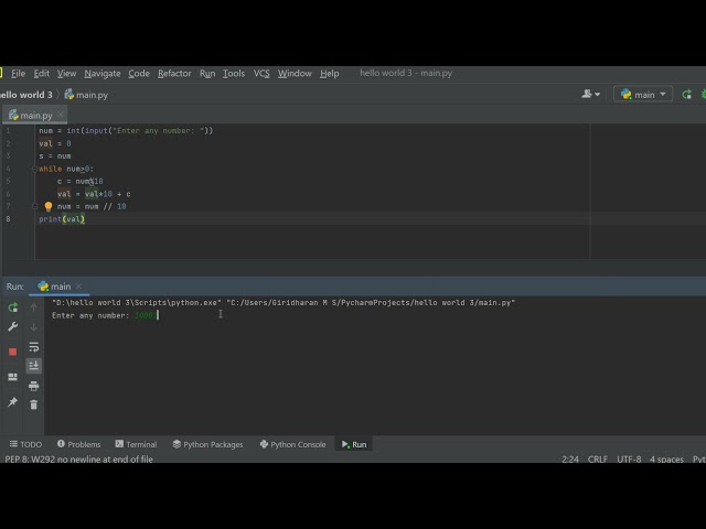 PALINDROME NUMBER IN WHILE LOOP|PYTJON IN TAMIL|LEARN WITH GIRI