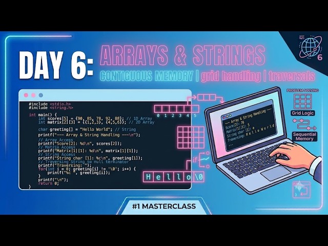 Day 6: Arrays and String Handling in C – Mastering Contiguous Memory & Character Grids