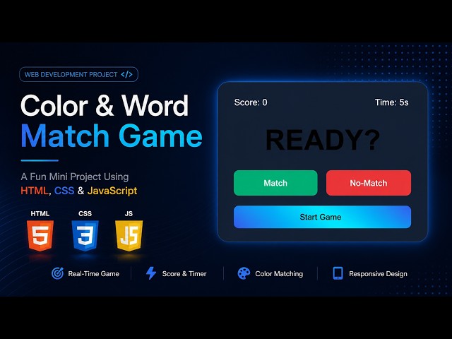 Build a Color & Word Match Game 🎮 | HTML CSS JavaScript