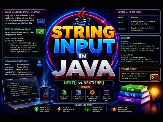 String Input In Java | Java String Input Example | next() vs nextLine()