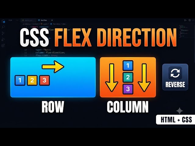 CSS Flex Direction Property | Flexbox Tutorial in HTML & CSS for Beginners | Row, Column, Reverse
