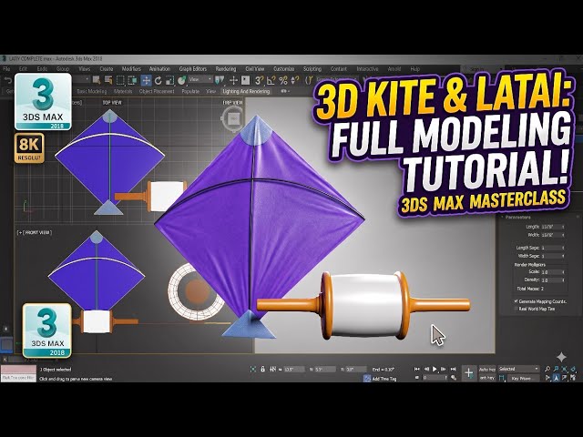 3D Kite & Latai (Spool) Full Modeling Tutorial | 3ds Max Masterclass
