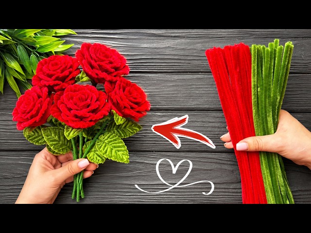 How to Make Roses from Pipe Cleaners 🌹 Easy DIY Flower Bouquet