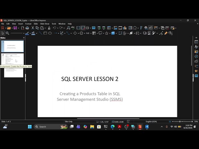 Lesson 2: How To Create Table Using SQL Server Management Studio