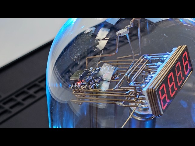 YUMO GLOBE — Brass Wire Sculpture Digital Clock | ESP32-C3, 7-Segment Display / cyber Desk Gadget