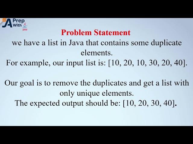 # Remove Duplicate Elements ?PrepWith AJ Java -💻 Learn | Code | Crack Interviews