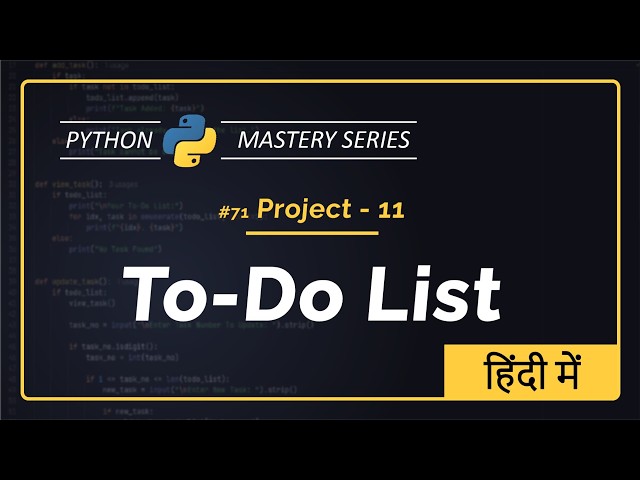 Python Project 11: To-Do List in Python – Complete Step-by-Step Hindi Tutorial