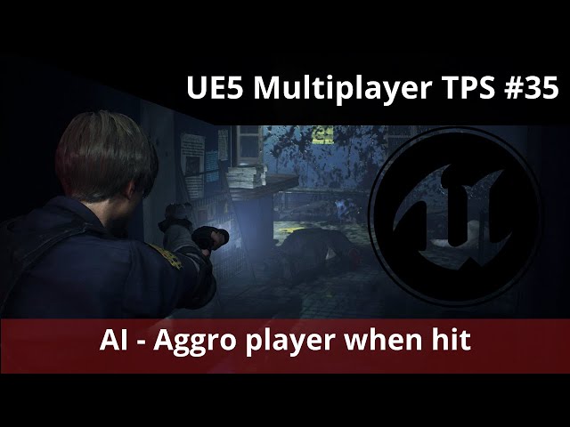 Unreal Engine 5 Multiplayer TPS tutorial #35 - AI Aggro and chase player when damaged