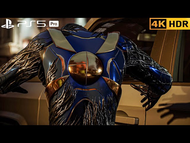 (PS5 PRO) Venom Takes Over Blue Iron-Spider to Fight Kraven Hunters | 4K HDR |