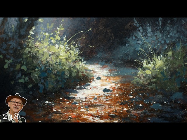 IMPRESSIONIST TECHNIQUES with ACRYLICS! River Landscape STEP by STEP TUTORIAL! #acrylicpainting