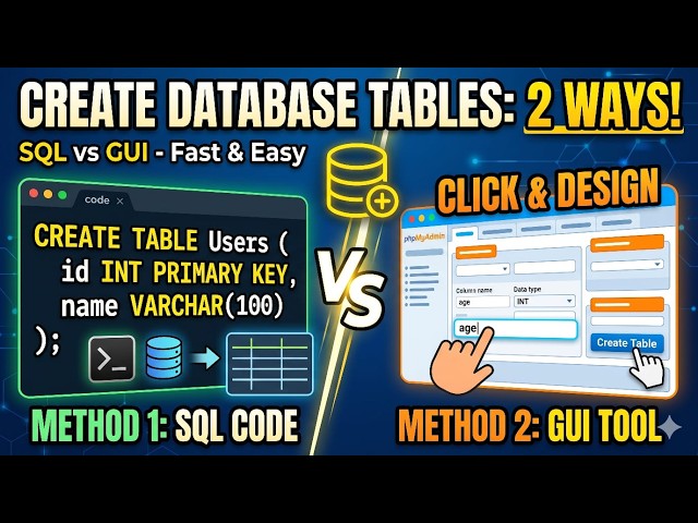 Create a Table in Database in 2 Easy Ways | SQL Query + phpMyAdmin Tutorial
