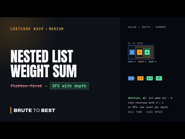 LeetCode #339: Nested List Weight Sum, DFS and BFS With a Depth Counter