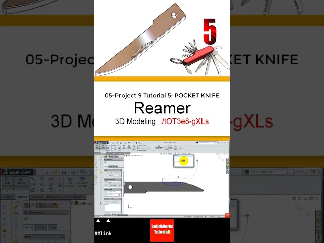5-3D Draft | Pocket Knife |:Little Part #3d #solidworks #tutorial #cad #drawing #engineering #design