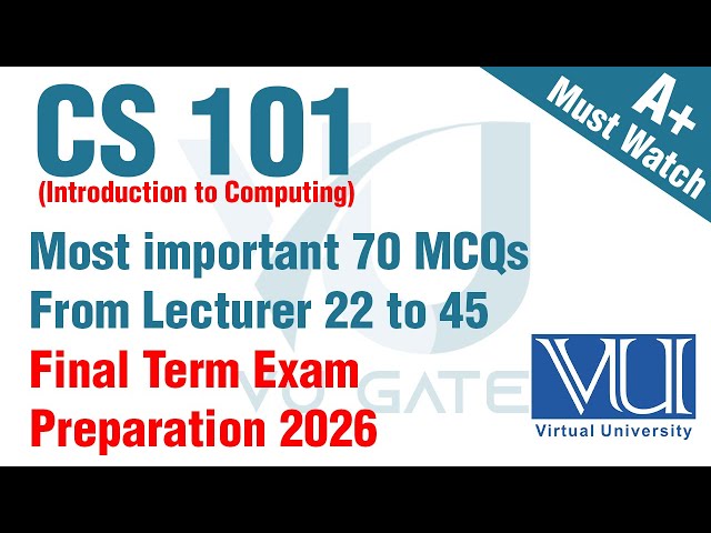 CS101 Final Term Solved MCQs 2026 | CS101 Preparation by VU Gate