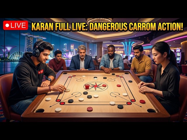 ​Karan's Dangerous Carrom Live! 🔴 High-Stakes Table Action in Singapore 🏆
