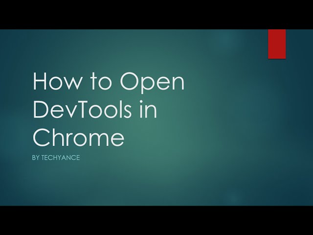 how to open Devtools (developer tool) in Chrome Quickly