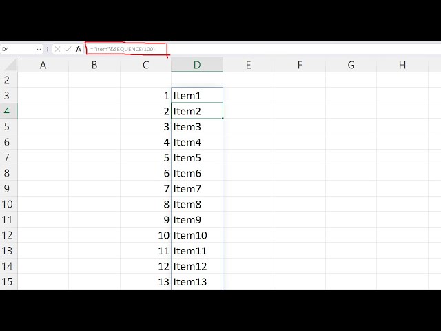 How to Generate a Number List Using the SEQUENCE Function