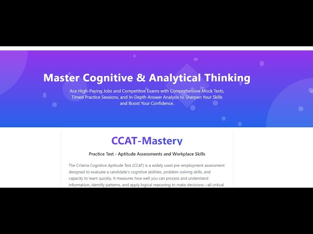 CCAT - Ace High-Stakes Jobs and Entrance Exams with Expert-Level Mock Tests