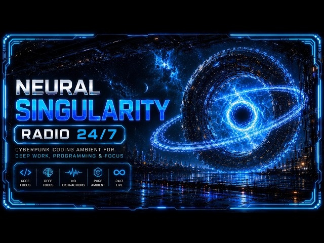 NEURAL SINGULARITY RADIO 24/7 | Cyberpunk Coding Ambient for Deep Work, Programming & Focus
