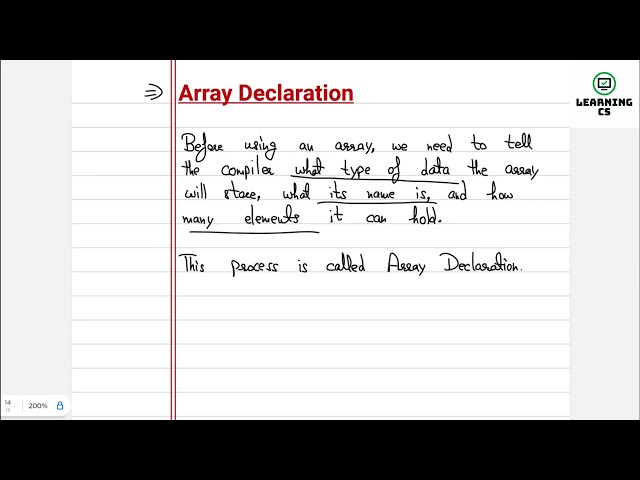 Array Declaration | Data Structures | Learning CS