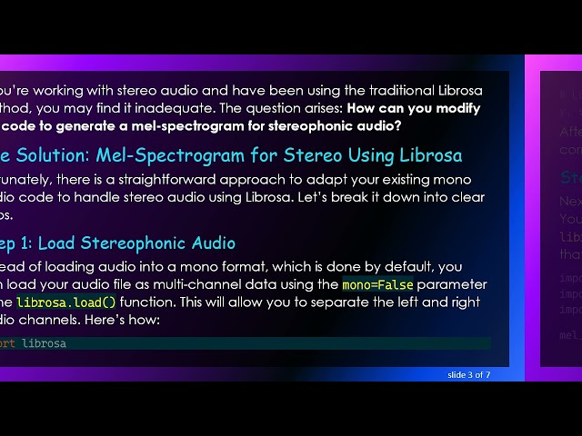 Creating a Mel-Spectrogram for Stereophonic Audio Using Librosa