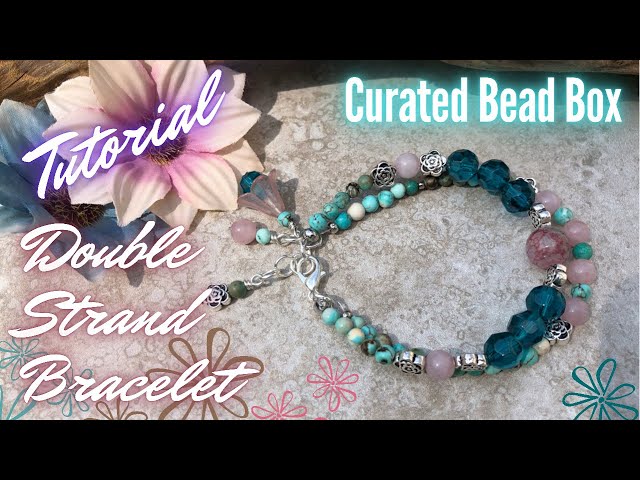Double Strand Gemstone and Glass Bead Bracelet - Curated Bead Box - July 2021