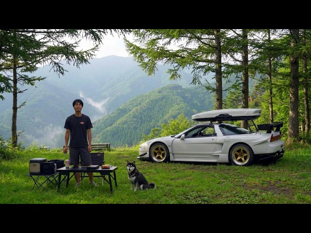 Peaceful car camping with dog / HONDA NSX driving in Mountain Japan