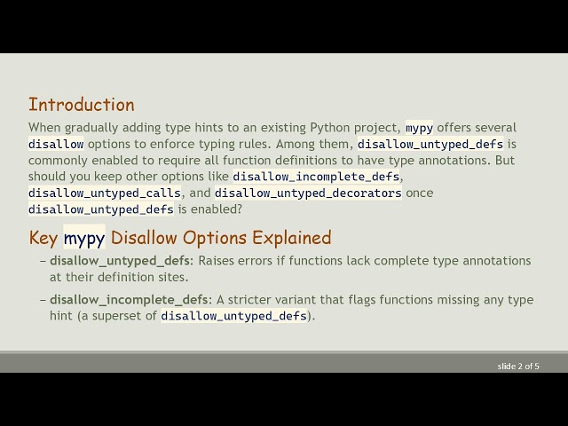 Understanding disallow_untyped_defs and Related mypy Options for Better Type Safety