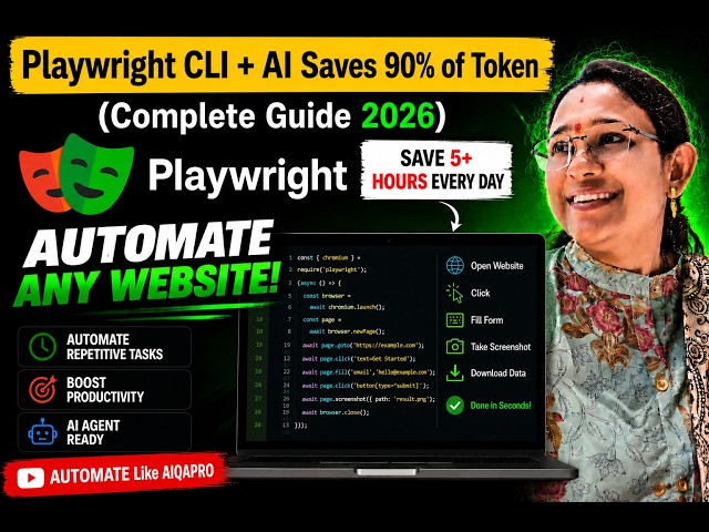 Playwright CLI + AI Save 90% Tokens & Automate Any Browser (2026) #playwright #aiagents #microsoft
