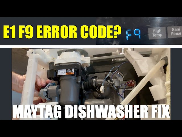How to Fix Maytag Dishwasher E1 F9 Error Code! How Maytag Dish Washer Won't Drain / Stops  E1F9