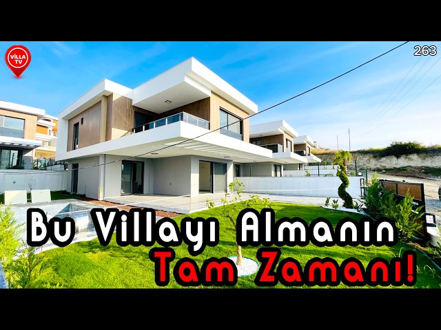 ¡A solo 1440 m del mar! Villa 4+1 con jardín y vista al mar en Kuşadası | Tour de casas en venta