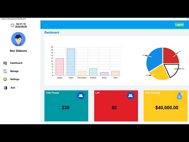 Part 2 : Python Tkinter Dashboard Tutorial | Modern Feel GUI Dashboard Using Python Tkinter
