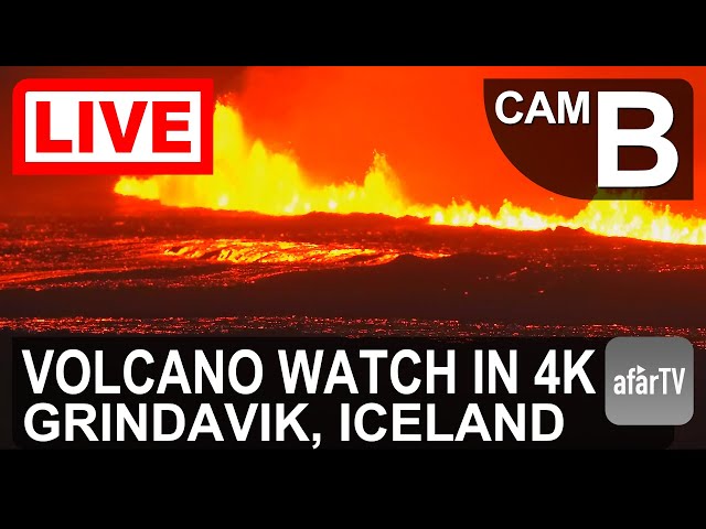 🔴 Live Now: 24/7 Iceland Volcano Watch in 4K Ultra HD (Cam B)