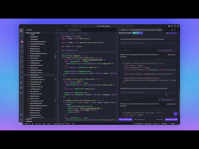 Extend React Native Test Suite With AI - Use CodiumAI's VS Code Plugin With React Native Paper