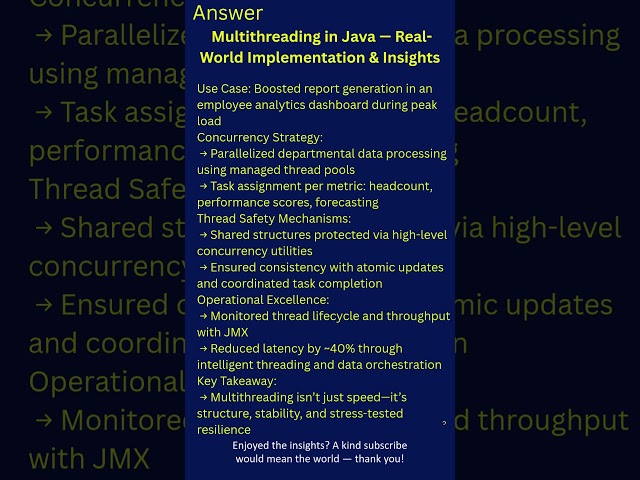 Java Mock Interview Series | Question 2 | Multithreading in Real Projects (5–10 Yrs Experience)