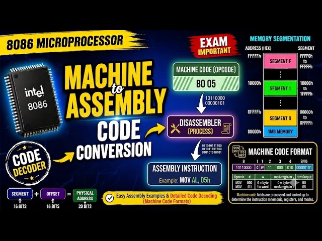 Machine Code to Assembly Language Conversion | Step-by-Step Explained | 8086 Microprocessor