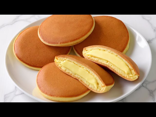 Easy Pancake Dorayaki Recipe - with Soft Custard Filling