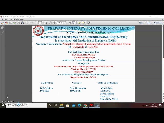 Webinar-Periyar Polytechnic Thanjavur