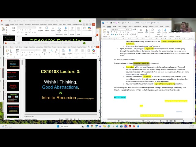 CS1010X Review 02 and Tutorial 01 (First) on 23 Jan 2026 (Fri) [Transcript]