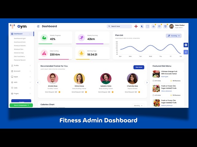 Modern Gym Dashboard Website Using HTML CSS & Bootstrap | Admin Panel UI