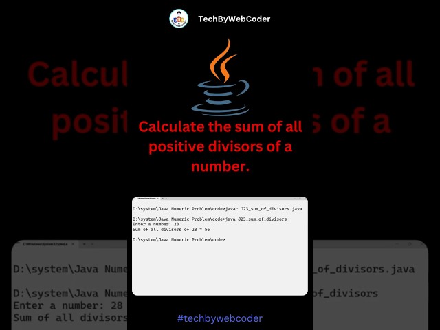 Day 23: Sum of Divisors Number in Java