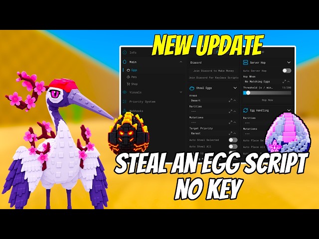 Steal an Egg Script – Auto Farm, Instant Steal, Guard Freeze, Egg Prediction & More (No Key)