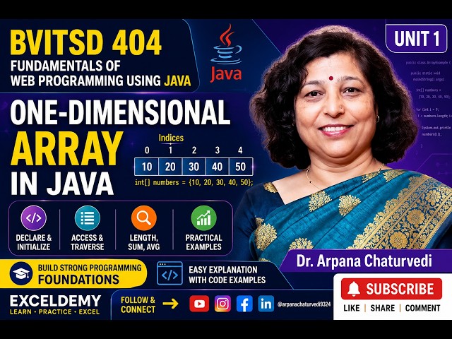13. 1D Array in Java | Declaration, Initialization & Examples | BVITSD 404 Unit 1