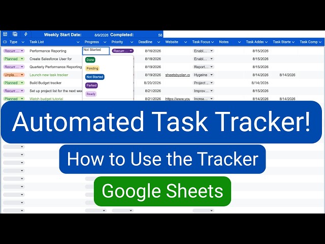 Customizable Automated Task Tracker - How to Use (Google Sheets)