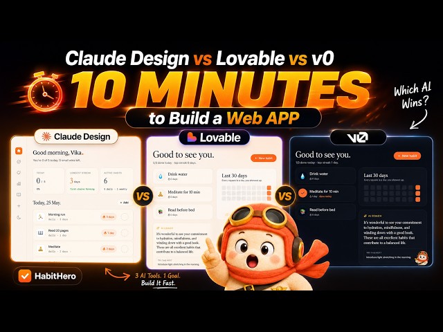 Claude Design vs Lovable vs v0 - 10 MINUTES to Build a Web APP