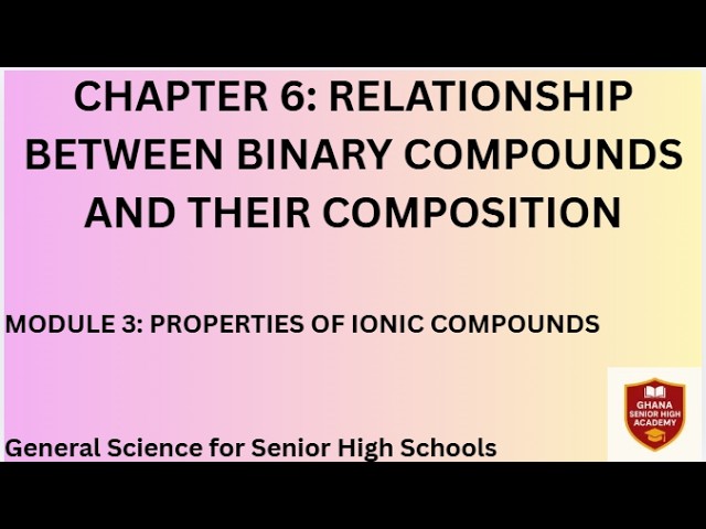 SCI CHAPTER 6 MODULE 3: PROPERTIES OF IONIC COMPOUNDS