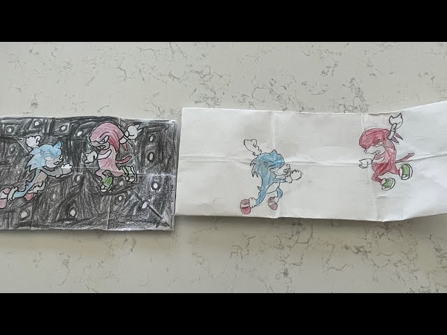 How to draw a Sonic vs knuckles fold up surprise toy￼￼